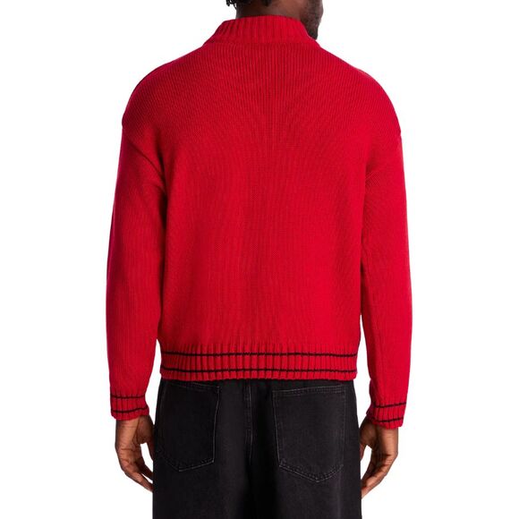 Southpole Mock Neck Pullover Sweater Men’s Large Red Black White Graffiti - Picture 2 of 6